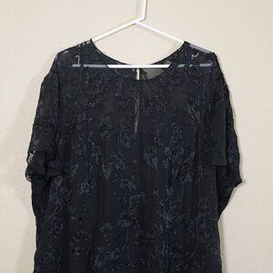 Papell Boutique Evening Maxi Silk Dress Whimsygoth Embellished Beaded Floral 22W